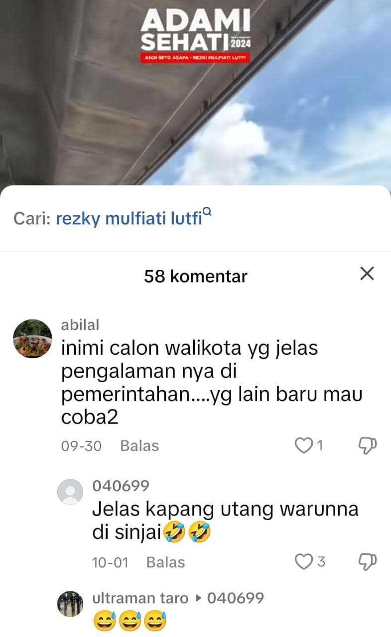 Komentar Netizen di kolom komentar akun TikTok Andi Seto Ghadista Asapa