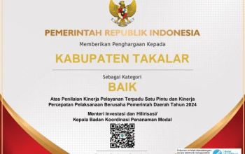 Kabupaten Takalar Raih Penghargaan Kategori Baik Atas Penilaian Kinerja PTSP dan PBB Pemerintah Daerah Tahun 2024