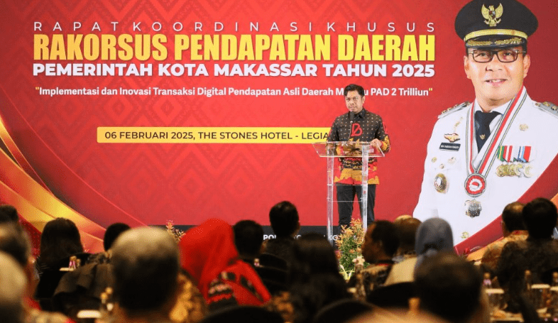 Badan Pendapatan Daerah (Bapenda) Kota Makassar sebagai leading sektor pendapatan hasil pengelolaan pajak daerah menggelar Rapat Kordinasi Khusus (Rakorsus) Pendapatan Daerah di Hotel Stones, Bali, Kamis (6/02/2025).