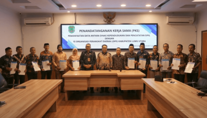 Disdukcapil Luwu Utara dan 15 Perangkat Daerah Teken PKS Pemanfaatan Data Kependudukan