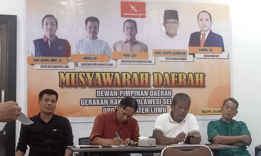 Dewan Pimpinan Daerah (DPD) Gerakan Rakyat (GR) Kabupaten Luwu resmi menetapkan Andi Baso Amir, S.S., sebagai Ketua/Formateur untuk periode 2025–2030.