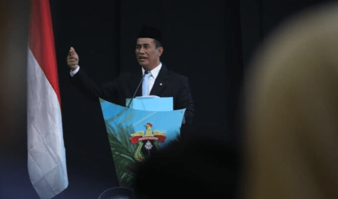 Menteri Pertanian sekaligus ketua IKA Unhas, Amran Sulaiman saat menghadiri Dies Natalis Unhas ke 69.