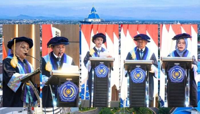 Lima Guru Besar Unismuh Makassar Dikukuhkan, Rektor Ingatkan Jaga Martabat Institusi
