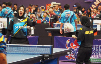 Tim Tenis Meja Beregu Putri Sulsel Melaju ke 8 Besar PORNAS Korpri XVII 2025