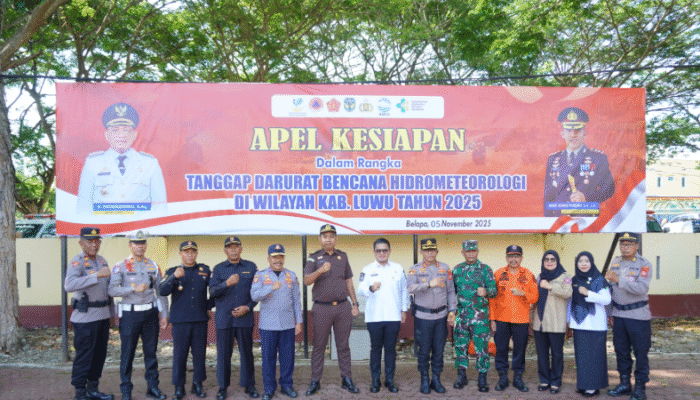 Hadapi Musim Hujan, Polres Luwu Pimpin Apel Kesiapsiagaan Bencana Hidrometeorologi 2025
