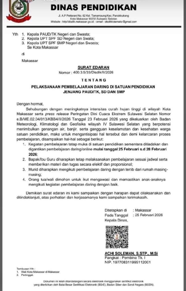SE Disdik Makassar