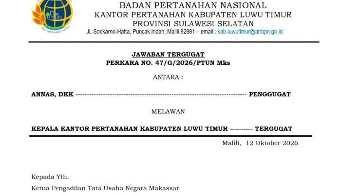 Jawaban BPN di Sidang PTUN Disorot, LBH Makassar Pertanyakan Verifikasi Lapangan HPL Laoli