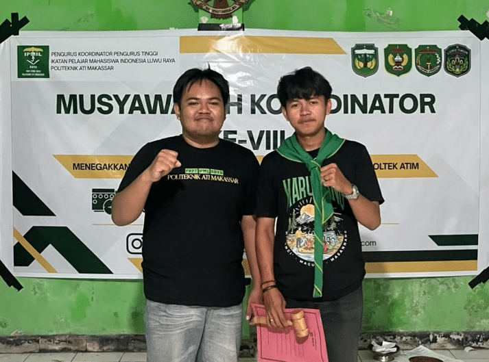 Forum Muskoord VIII menetapkan Muh. Irwansyah Putra, mahasiswa asal Kecamatan Burau, Kabupaten Luwu Timur, sebagai Formatur Ketua Umum PKPT IPMIL RAYA Poltek ATIM periode 2026–2027.
