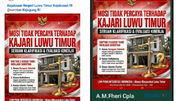 Mosi Tidak Percaya terhadap Kajari Luwu Timur Beredar, Tiga Kasus Jadi Sorotan